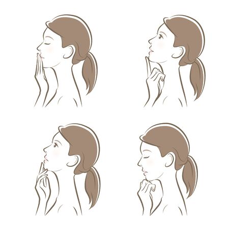 Facial expression illustration of a profile of a womanのイラスト素材