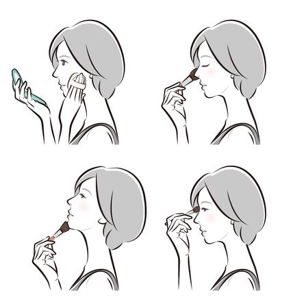 Illustration of a woman doing makeupのイラスト素材