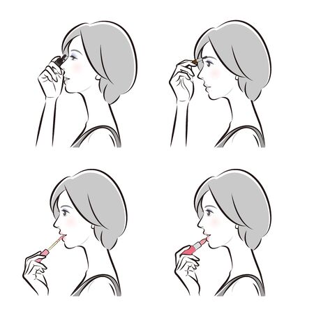 Illustration of a woman doing makeupのイラスト素材
