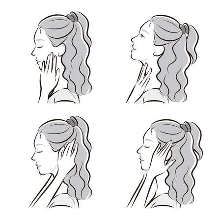 Facial expression illustration of a profile of a womanのイラスト素材