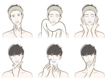 Illustration of a male facial expressionのイラスト素材