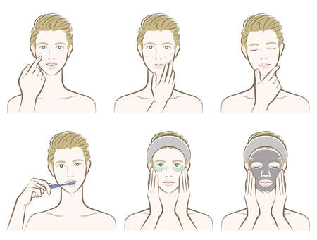 Illustration of a male facial expressionのイラスト素材
