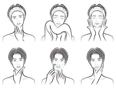 Illustration of a male facial expressionのイラスト素材