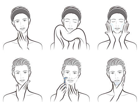 Illustration of a male facial expressionのイラスト素材