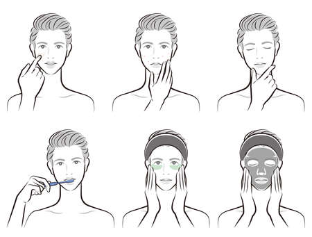 Illustration of a male facial expressionのイラスト素材