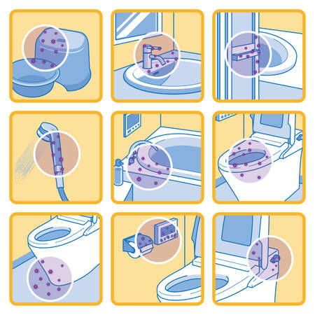 Illustration of the sanitization, Corona virus protection, Infection prevention,のイラスト素材