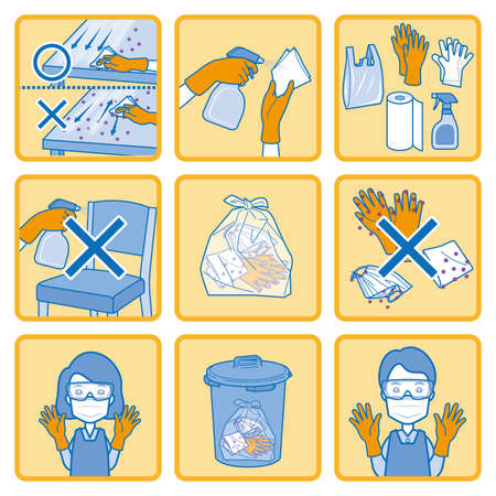 Illustration of the sanitization, Corona virus protection, Infection prevention,のイラスト素材