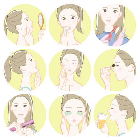 Women's beauty illustration.  Female upper body vector illustration.のイラスト素材