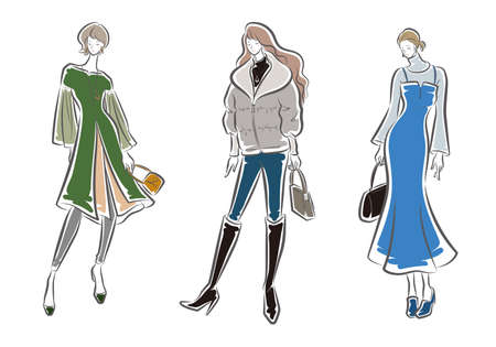 Fashion illustration of the womanのイラスト素材