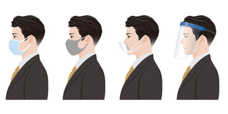 Illustration of a businessman. Virus infection countermeasures.のイラスト素材