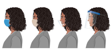 Illustration of a man's profile . Virus infection countermeasures.のイラスト素材