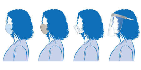 Illustration of a man's profile . Virus infection countermeasures.のイラスト素材
