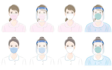 Vector illustration of the nurse. Virus infection countermeasures. Healthcare worker.のイラスト素材