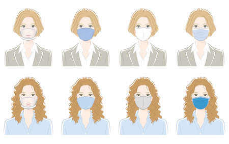 Vector illustration of business woman. Virus infection countermeasures. Healthcare worker.のイラスト素材