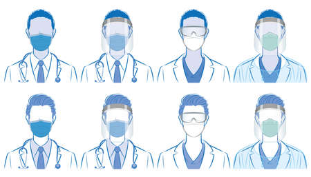 Vector illustration of the doctor. Virus infection countermeasures. Healthcare worker.のイラスト素材