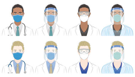 Vector illustration of the doctor. Virus infection countermeasures. Healthcare worker.のイラスト素材