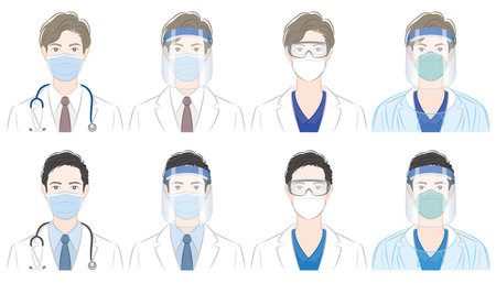 Vector illustration of the doctor. Virus infection countermeasures. Healthcare worker.のイラスト素材