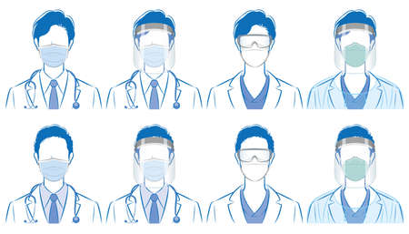 Vector illustration of the doctor. Virus infection countermeasures. Healthcare worker.のイラスト素材