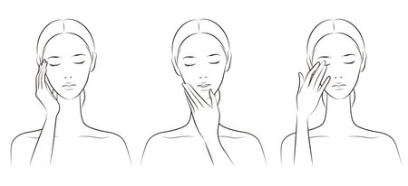 Vector illustration of a woman doing skin careのイラスト素材