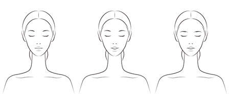 Vector illustration of a woman doing skin careのイラスト素材