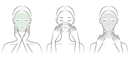 Vector illustration of a woman doing skin careのイラスト素材