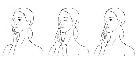 Vector illustration of a woman doing skin careのイラスト素材