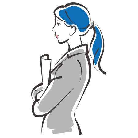 Vector illustration of working woman. Business woman.のイラスト素材