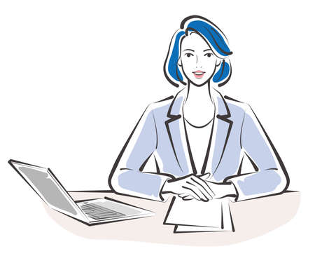 Vector illustration of working women. Business woman.のイラスト素材