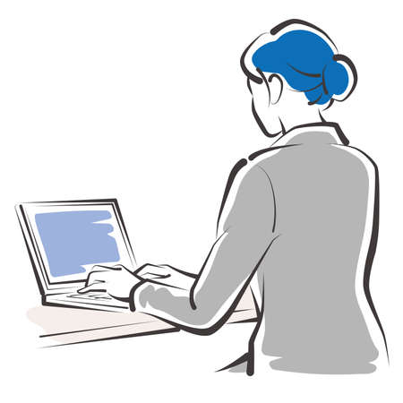 Vector illustration of working women. Business woman.のイラスト素材