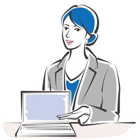 Vector illustration of working women. Business woman.のイラスト素材