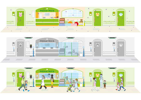 A new style of hospital. Hospital infection control. Pediatrics. Obstetrics and gynecology clinic.のイラスト素材