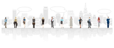 Businessmen and businesswomen who are active in the world.のイラスト素材