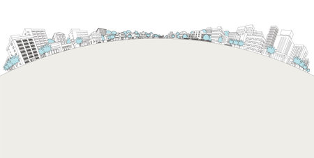 Vector illustration of cityscape. Line drawing illustration.のイラスト素材