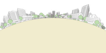 Vector illustration of cityscape. Line drawing illustration.のイラスト素材