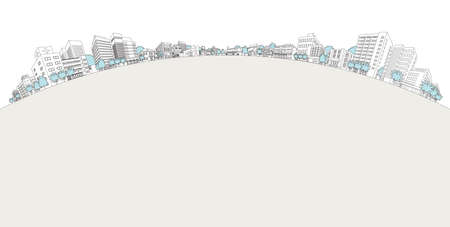 Vector illustration of cityscape. Line drawing illustration.のイラスト素材