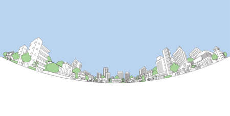 Vector illustration of cityscape. Line drawing illustration.のイラスト素材