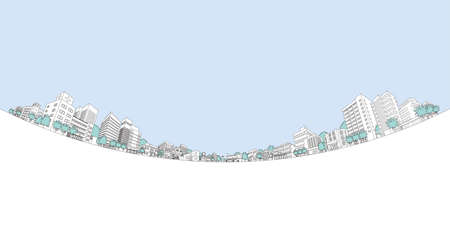 Vector illustration of cityscape. Line drawing illustration.のイラスト素材