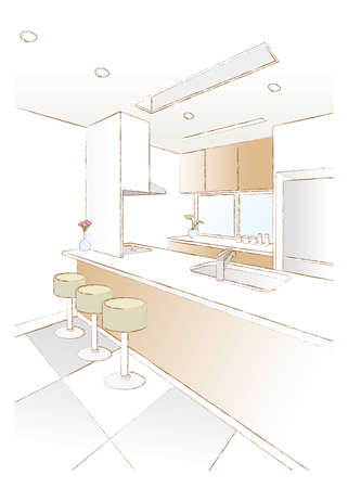 Vector illustration in a kitchen.のイラスト素材