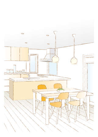 Vector illustration in a kitchen.のイラスト素材