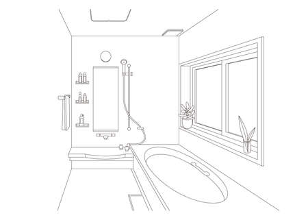 Vector illustration in the bathroom.のイラスト素材