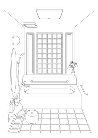 Vector illustration in the bathroom.のイラスト素材
