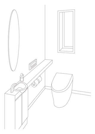Toilet line drawing vector illustration.のイラスト素材