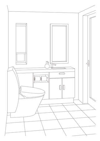 Toilet line drawing vector illustration.のイラスト素材