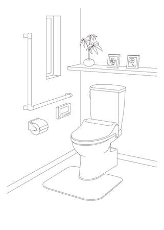 Toilet line drawing vector illustration.のイラスト素材