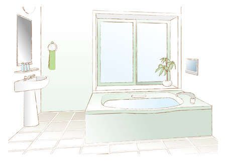 Vector illustration in the bathroom.のイラスト素材
