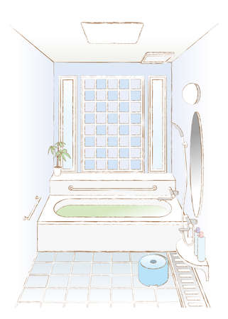 Vector illustration in the bathroom.のイラスト素材