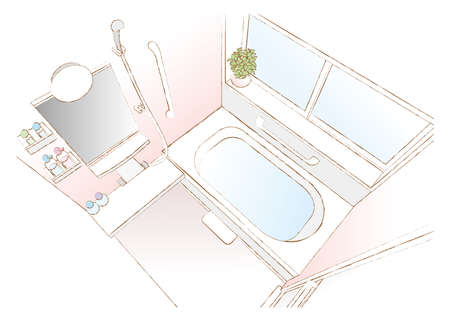 Vector illustration in the bathroom.のイラスト素材