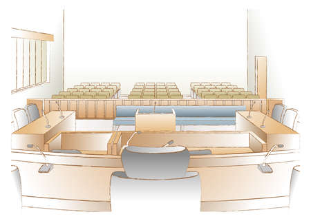 Vector illustration of court room. hold a trial.のイラスト素材