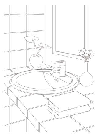 Line drawing vector illustration of the Washroom.のイラスト素材