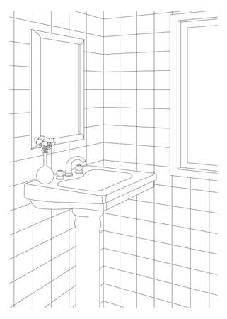 Line drawing vector illustration of the Washroom.のイラスト素材